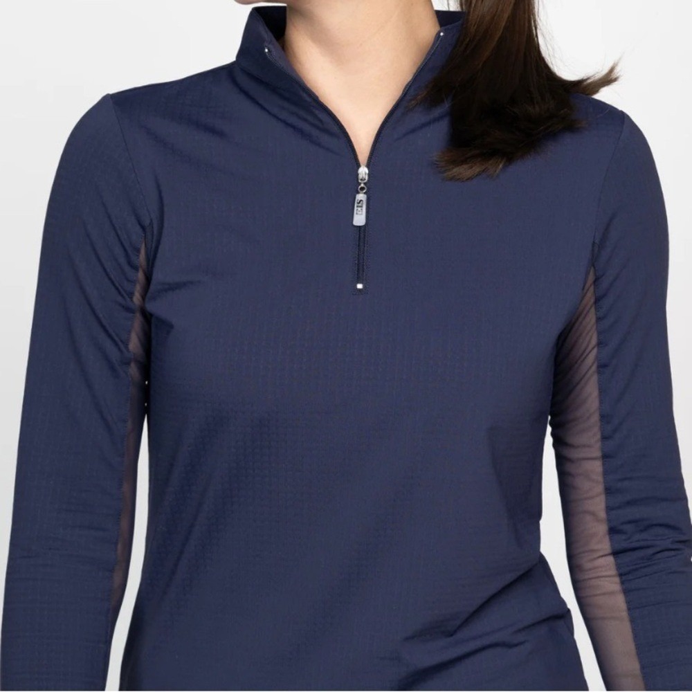 EIS Cool Sun Shirt Long‎ Sleeve 1/4 Zip Navy Blue Equestrian Shirt Size 2X
